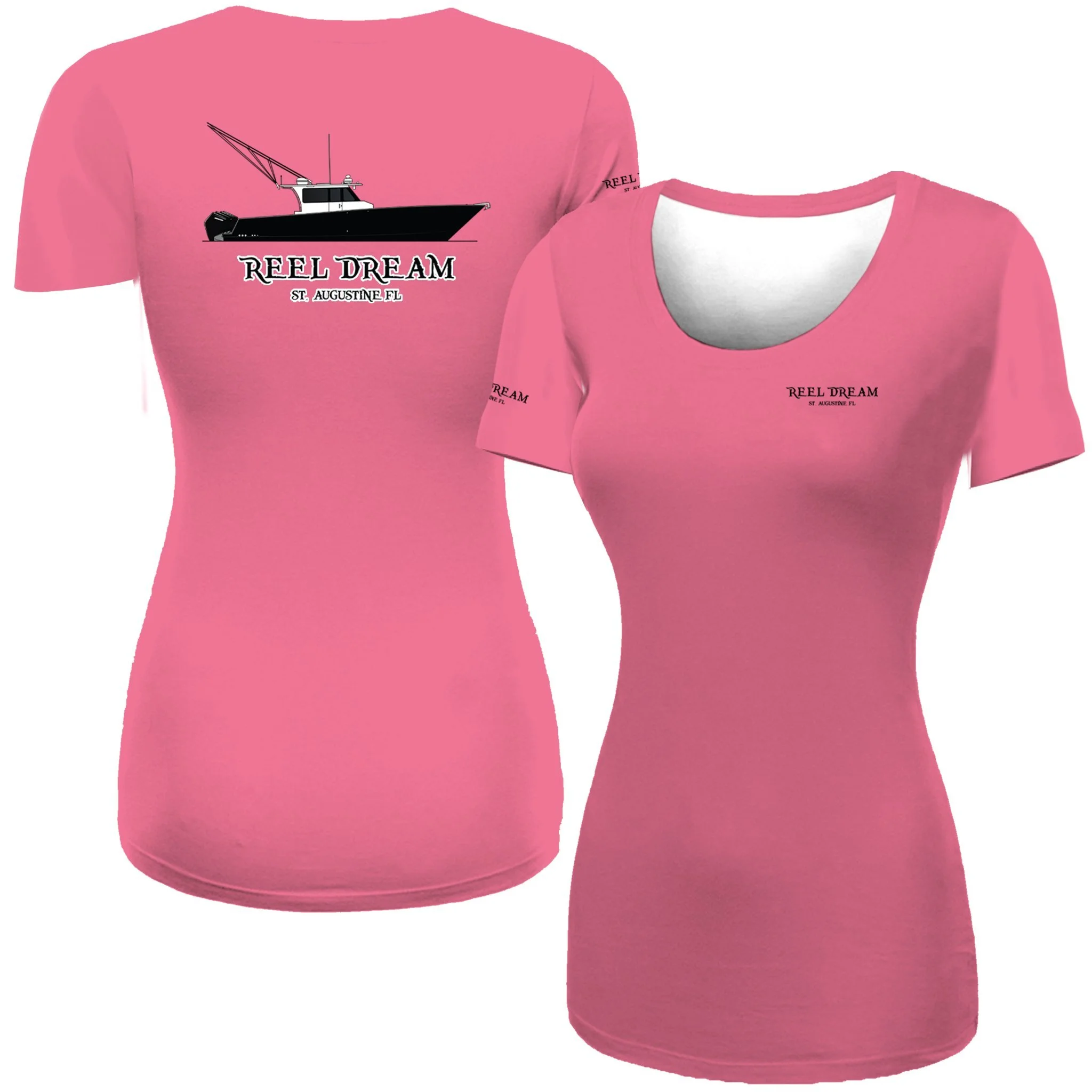 WOMENS Reel Dream Fishing Shirt: Short-Sleeve PINK SPF 50