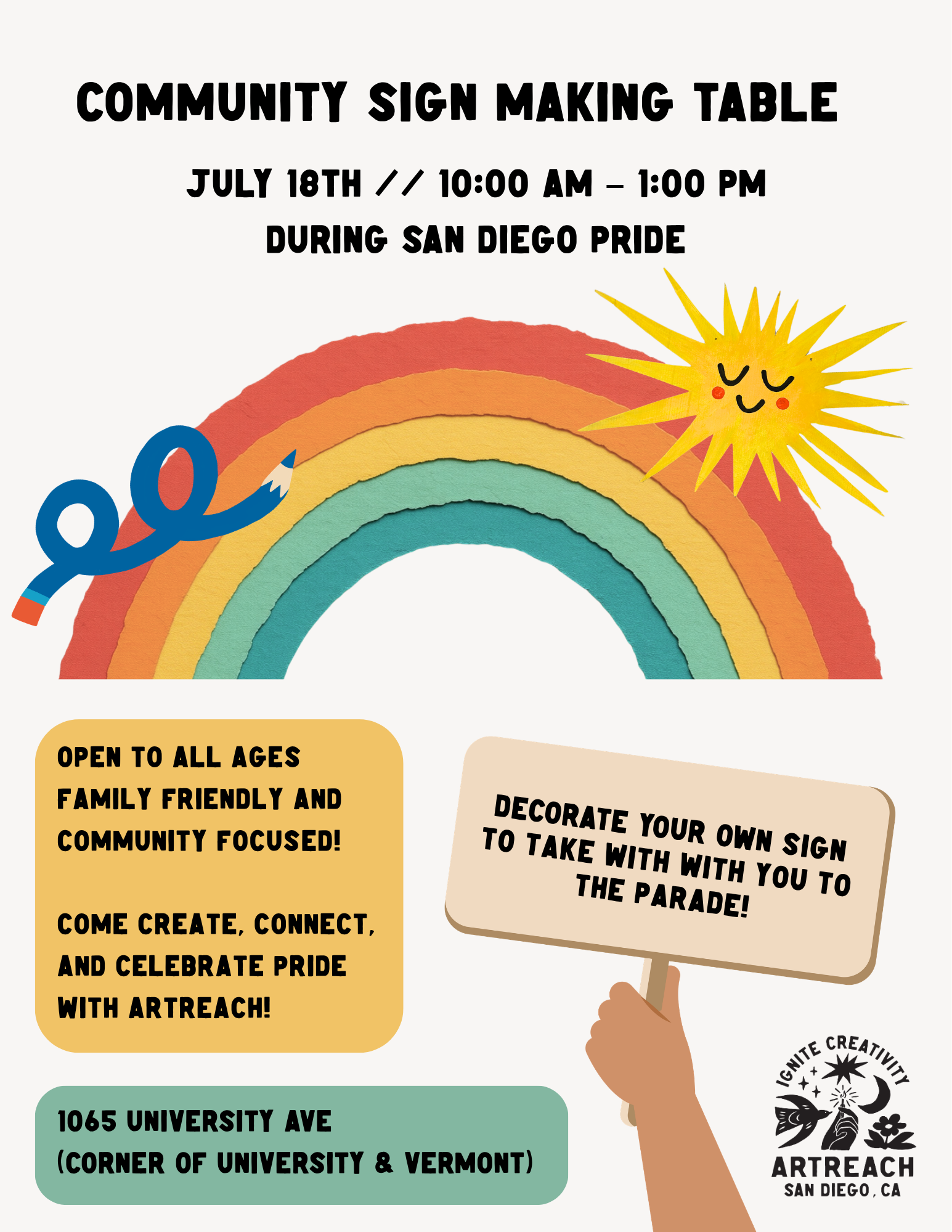 ArtReach: Community Pride Parade Sign Making Table
