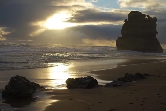 A photo of Half Moon Bay at sunrise.