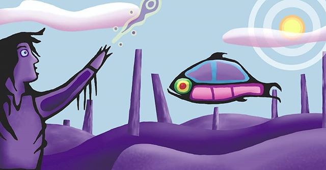 Older digital illustration... Maybe 2002? Cus i got nuthin new. #illustration #digitalillustration #fishing #inspiredbynature #firstnationartist #ojibwe #ojibway #mississaugasofscugogisland #anishnabe #woodlandschoolofart #totem #nature #dryspell #fishflytoo