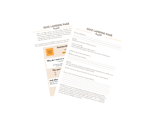 landing page for quiz template