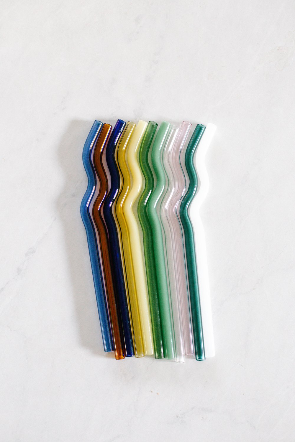 Wavy Glass Straw Set