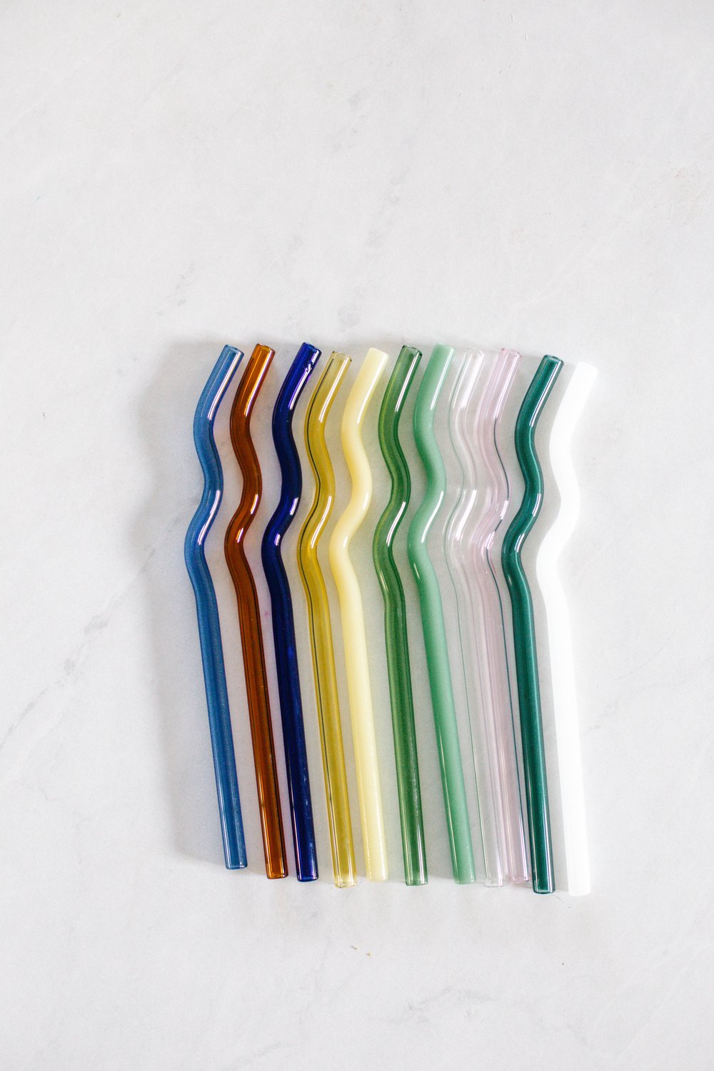 Wavy Reusable Glass Straws