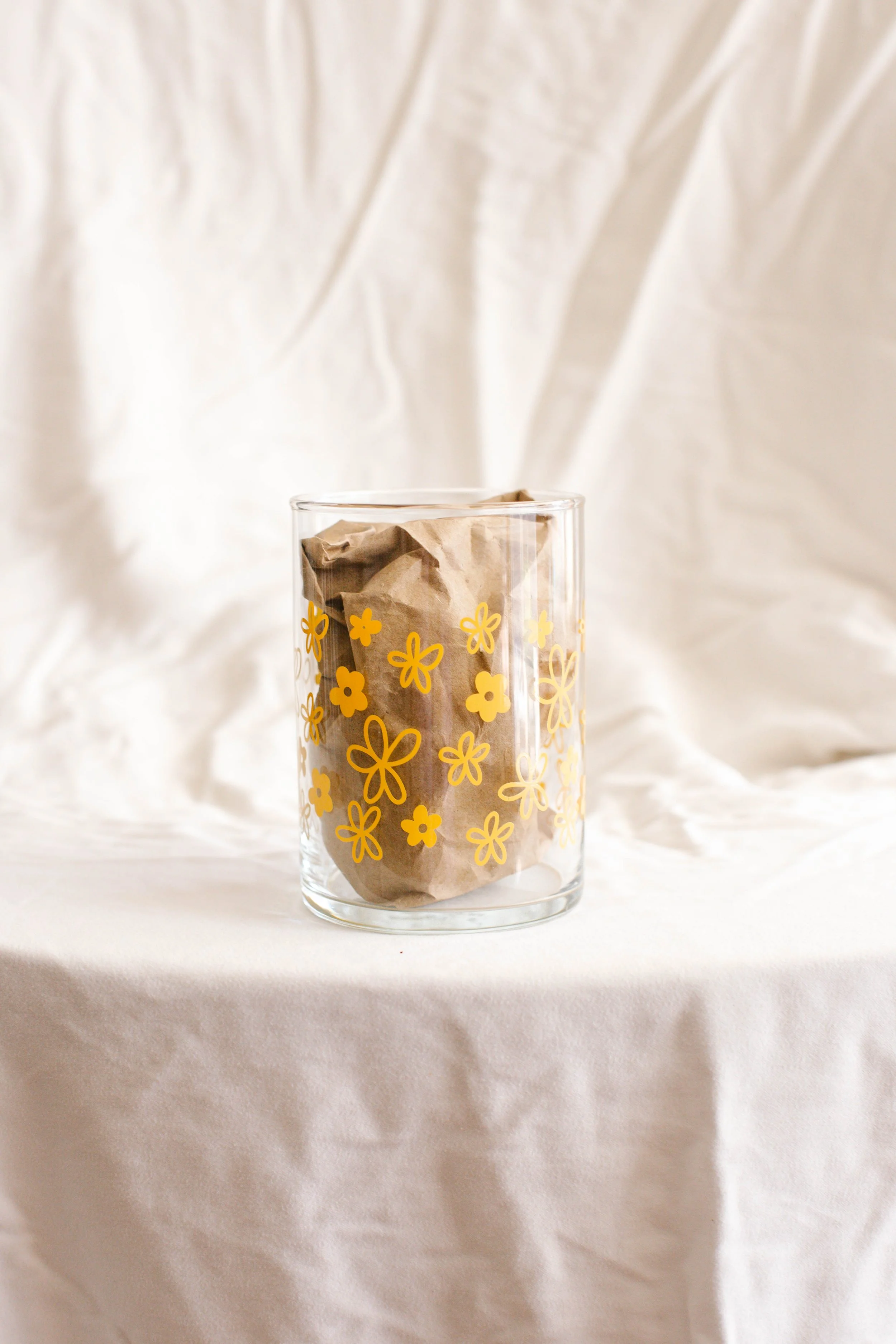 Yellow Florals | 16.75 ounce Glass