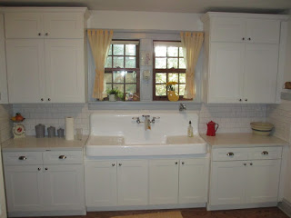 The place that inspired this post: I was working on Mark and Michelle's Chambers in Lombard, Illinois while big guys were ripping out the floor and wall around their wonderful farm sink. On returning, I found the sink surrounded by clean symmetry, facing their model B blacktop shown below. 