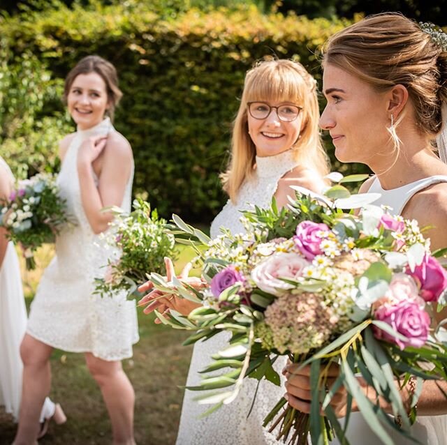 Beautiful Bride and Bridesmaids, candid moments on a sunny day. www.charlottejames.studio #candidwedding #suffolkweddingphotographer #summerweddings