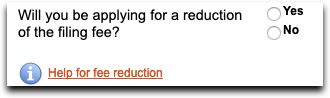 Commonwealth Courts Portal - Application for Divorce - Will you be applying for a reduction of the filing fee?
