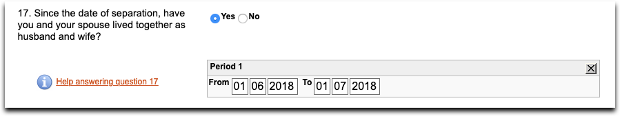 Commonwealth Courts Portal - Application for Divorce - Since the date of separation, have you and your spouse lived together as husband and wife.png
