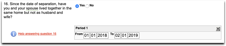 Commonwealth Courts Portal - Application for Divorce - Since the date of separation, have you and your spouse lived together in the same home but not as husband and wife.png