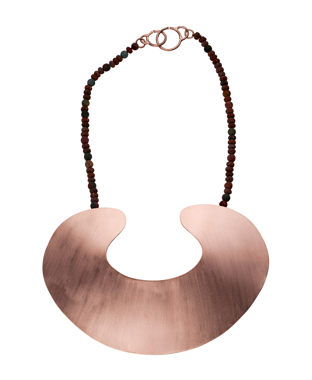 'Embryo' Neckpiece Gold Plated Brass, Jasper, Lava
