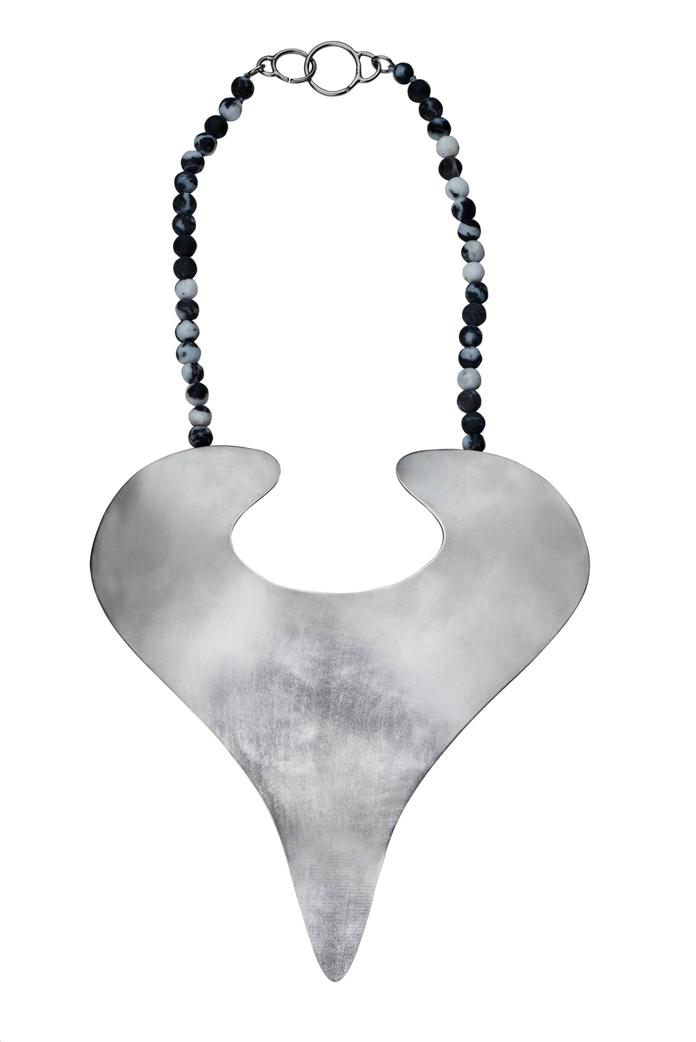 'Adam' Neckpiece Platinum Plated Brass, Jasper