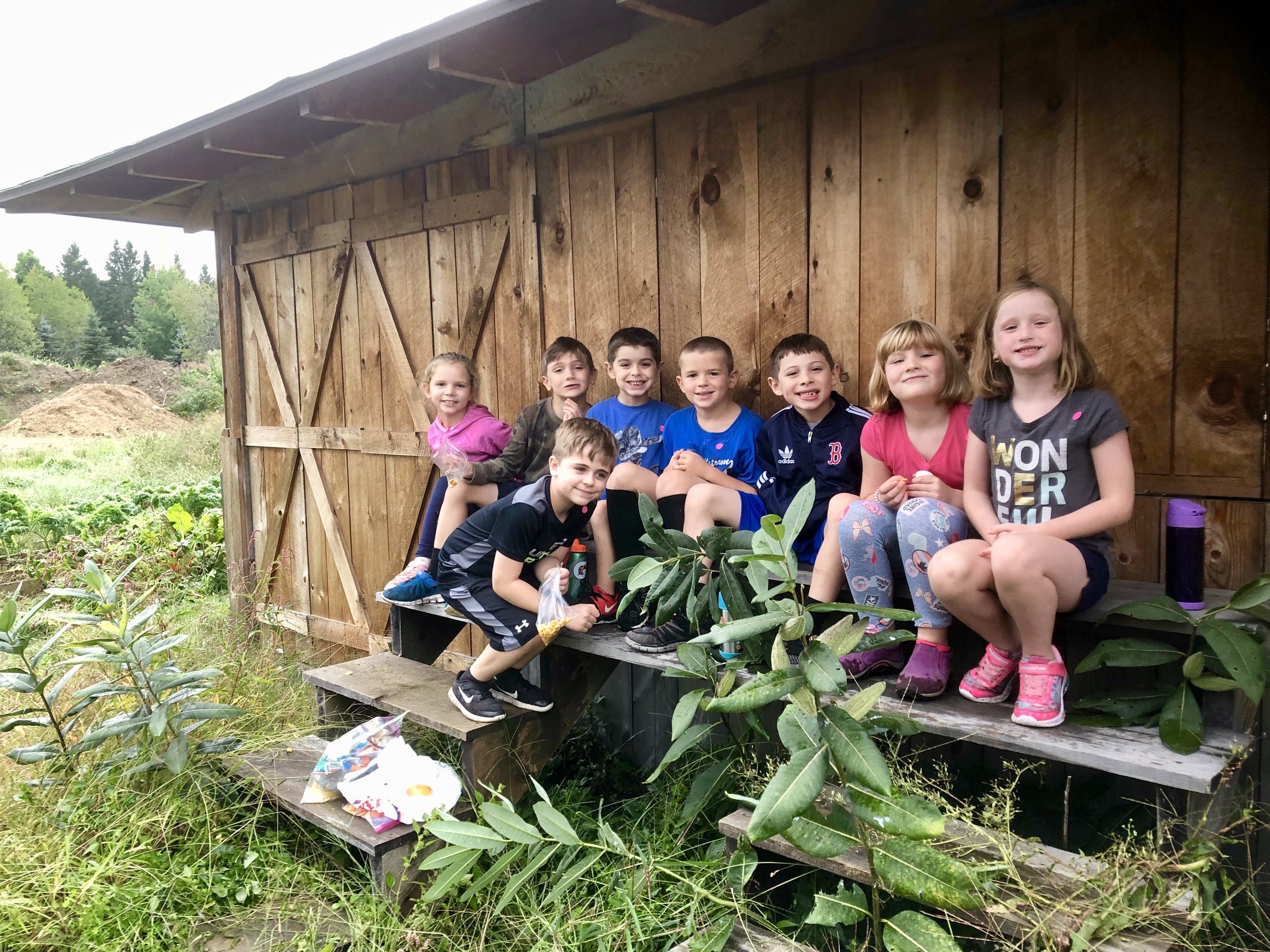 1st Graders hanging out on the farm.