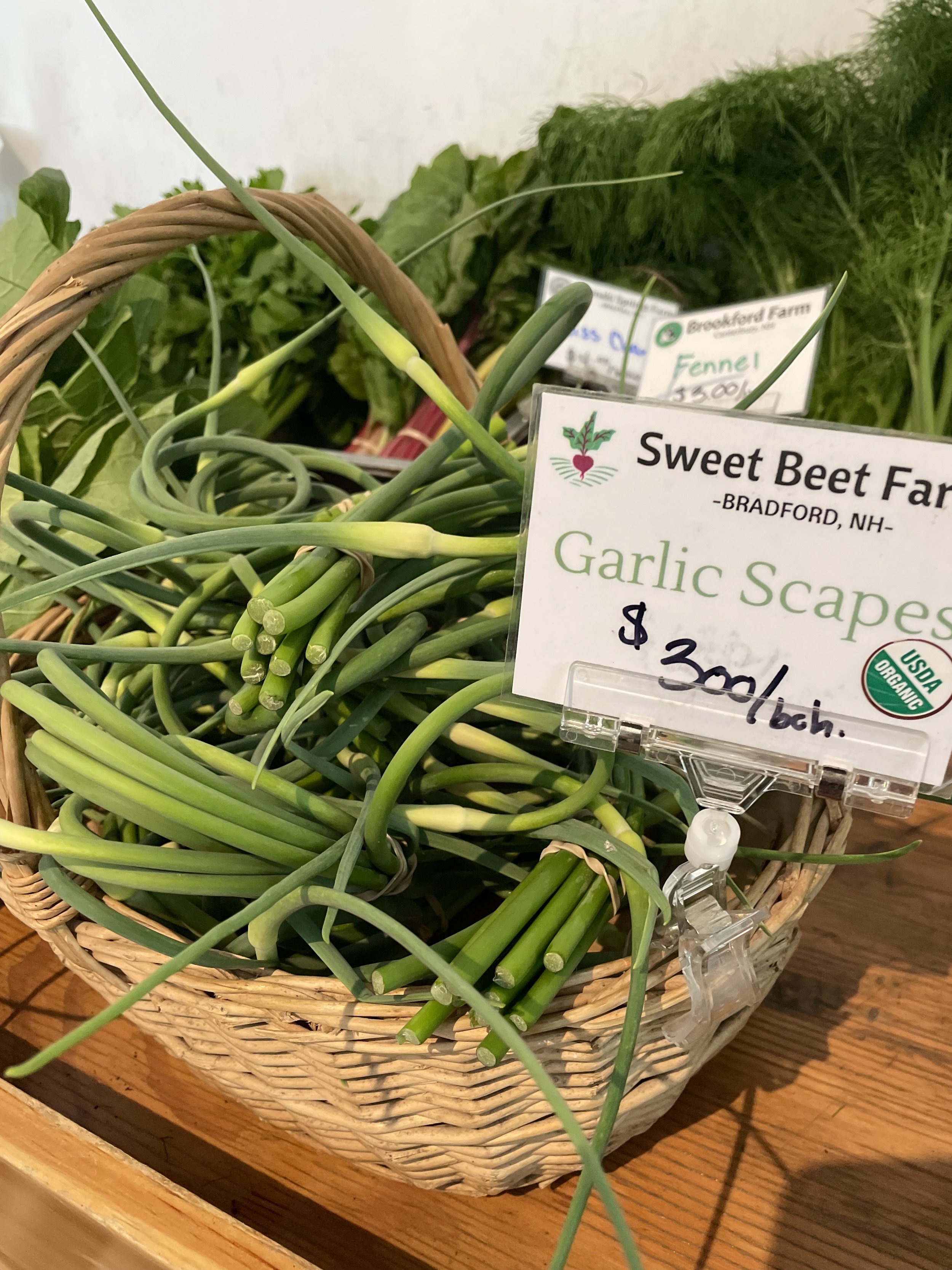 All the seasonal favorites - like garlic scapes!