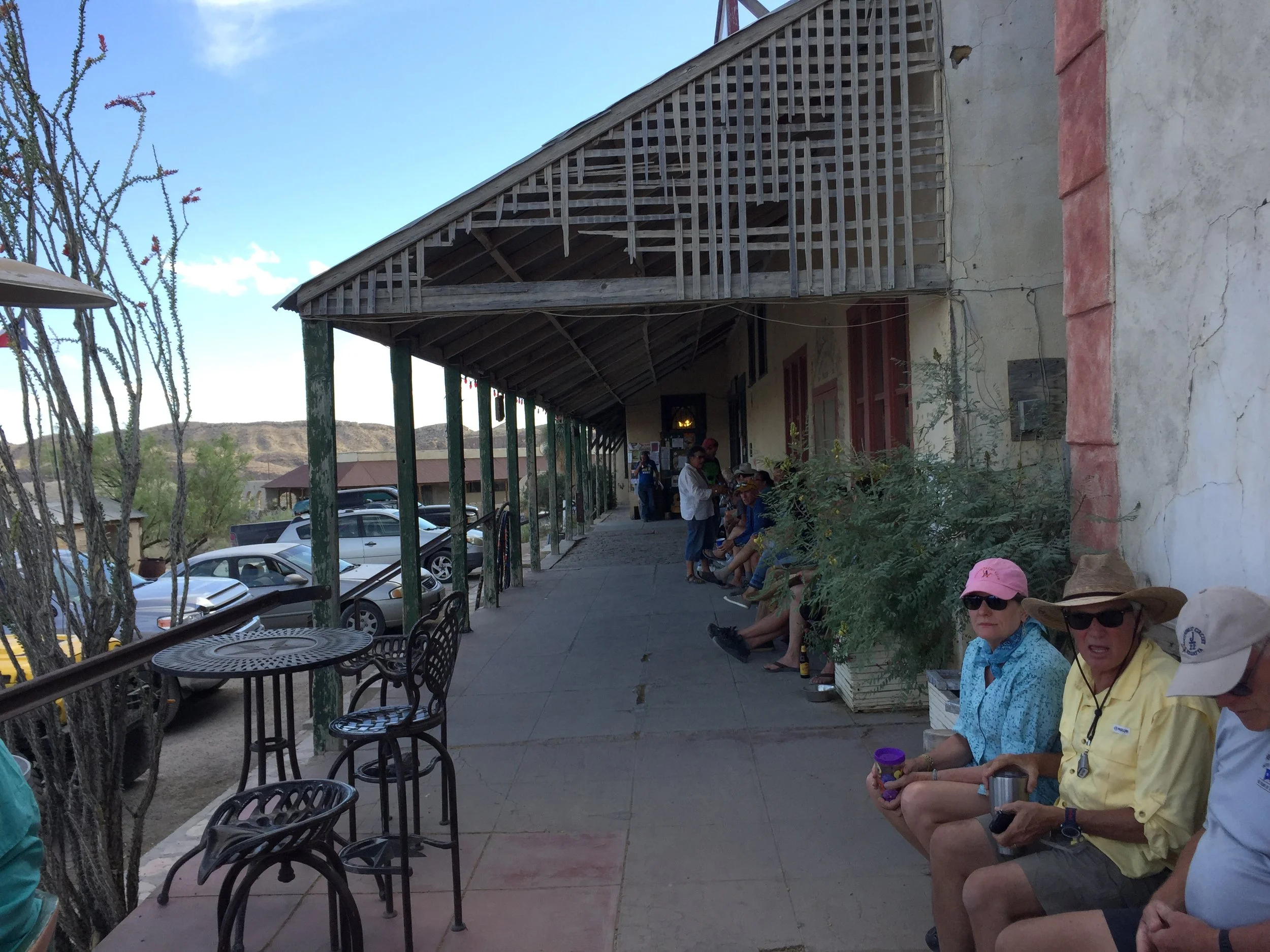 Everyone gathers for a beer on the porch