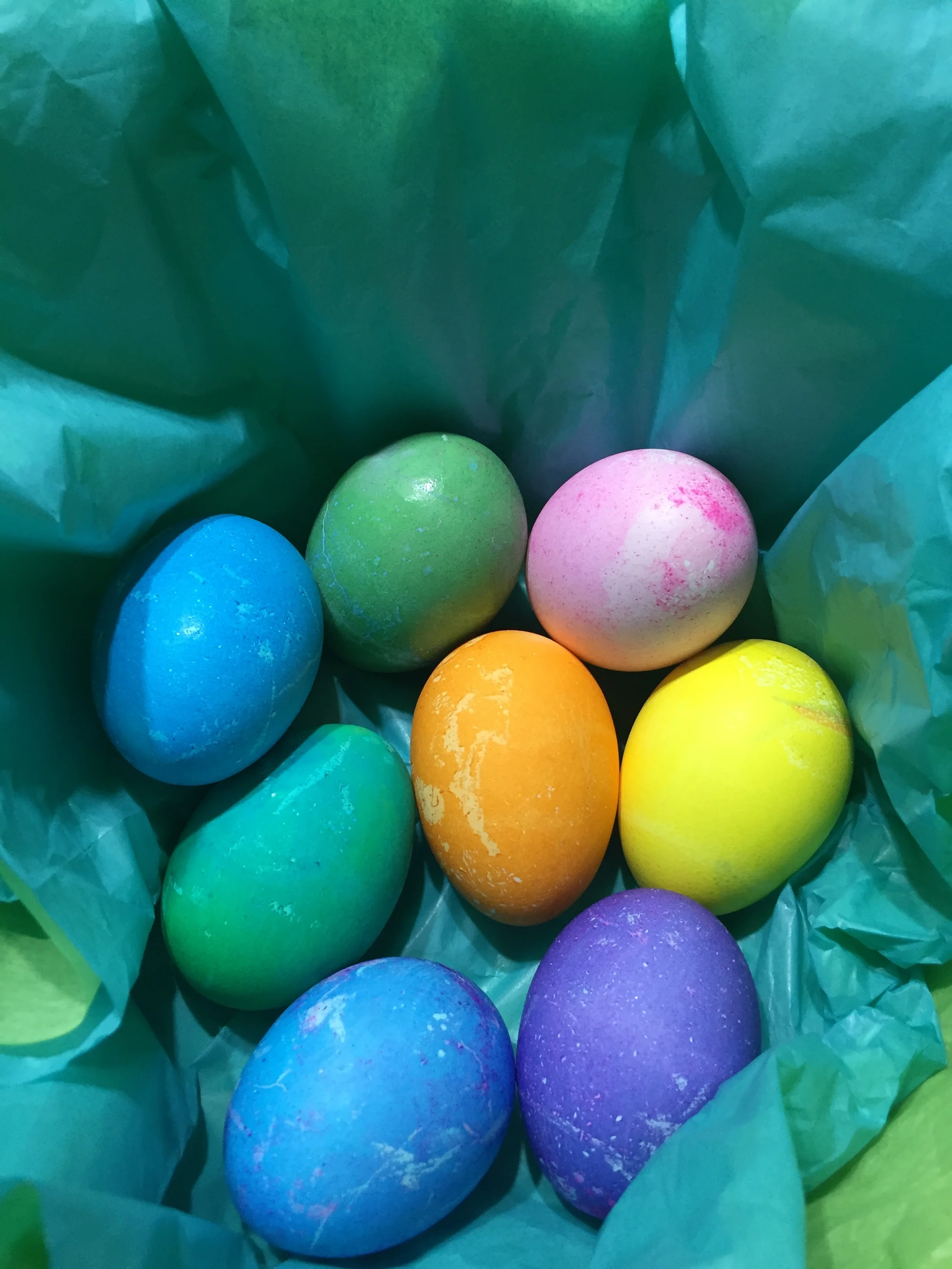 Coloring Easter eggs in the camper