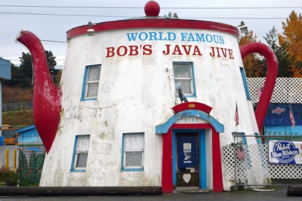 Bob's Java Jive is a dive bar jungle inside of a teapot. It's a great spot to see live music or sing karaoke.