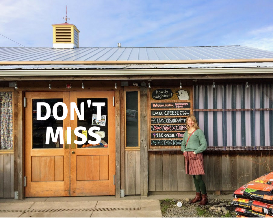 Chimacum Corner Farmstand , 9122 Rhody Dr, Chimacum, 8 am-8 pm Don't miss a visit to the Chimacum Corner Farmstand. For one thing, their little chick mascot is so cute you'll want to hug it. You'll find it all over the store with little messages for you. But the real draw is the local produce, baked goods from local bakeries, bottles of cider from several local cideries, ice cream from the local ice cream shop, you're getting the idea. They stock local goods in a simple store where you'll feel right at home. We like stopping here for a treat on the way in or out of town.