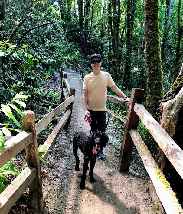 Michael and Dandie exploring Puget Park on a fine Tacoma day. 