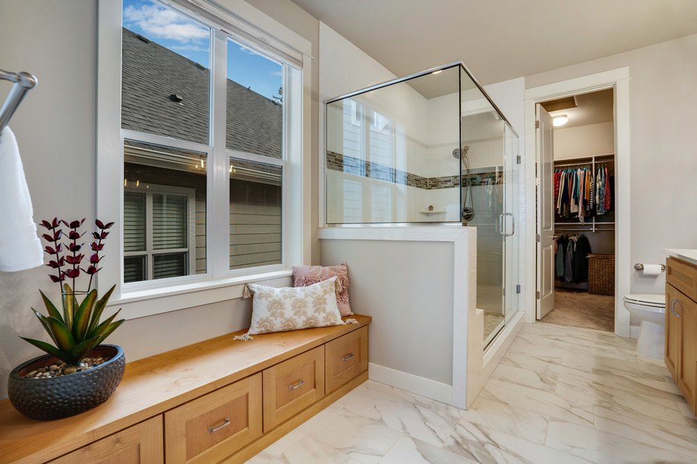 Storage Bench in Private Bath Fircrest Condo.jpg