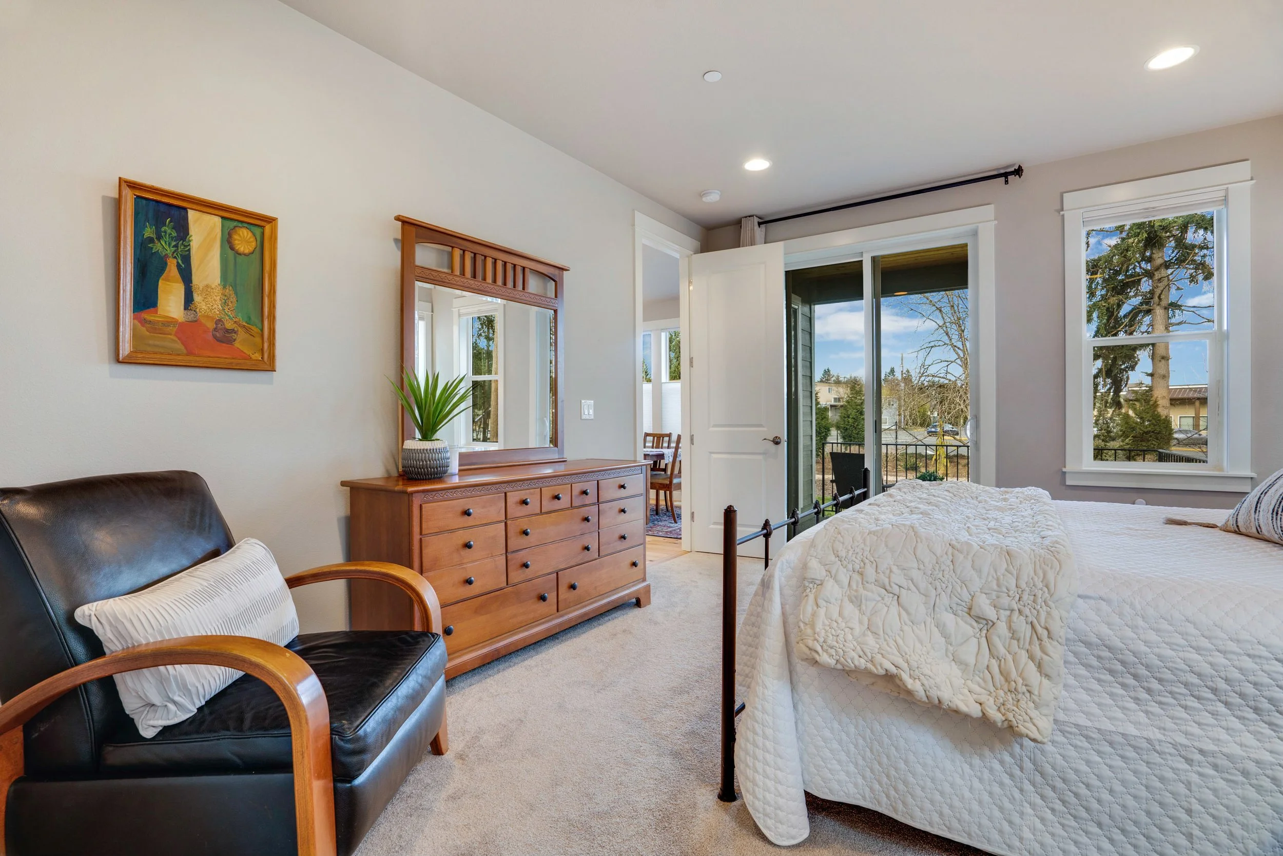 Primary Bedroom with Sider to Covered Patio Fircrest Condo.jpg
