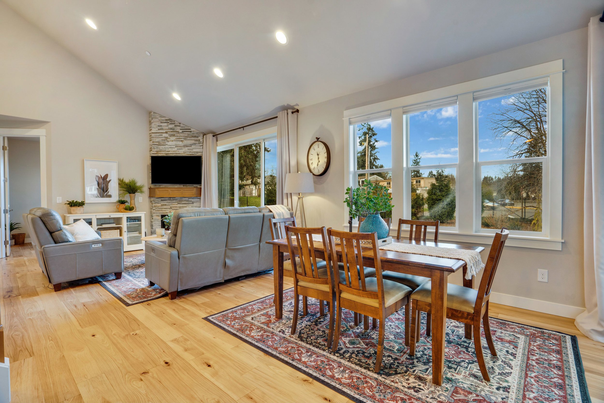 Dining Area and Fireside Living Room Fircrest Condo .jpg