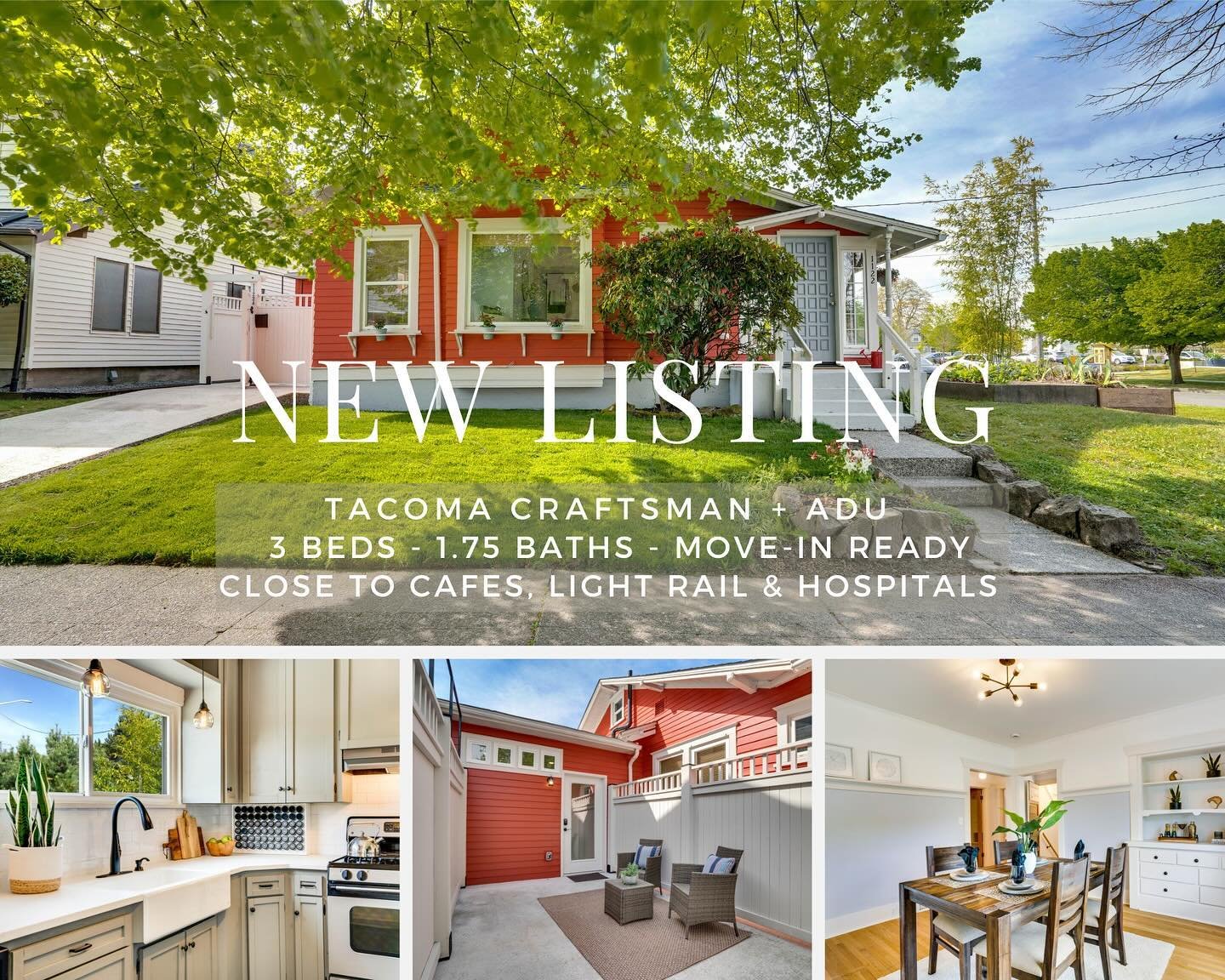 ✨ A move-in ready Craftsman with a rentable turnkey apartment attached beckons from a Tacoma street corner. You&rsquo;ll know you&rsquo;re in the right place when you see cheerful red walls in the dappled shade of leafy street trees, flowering basket