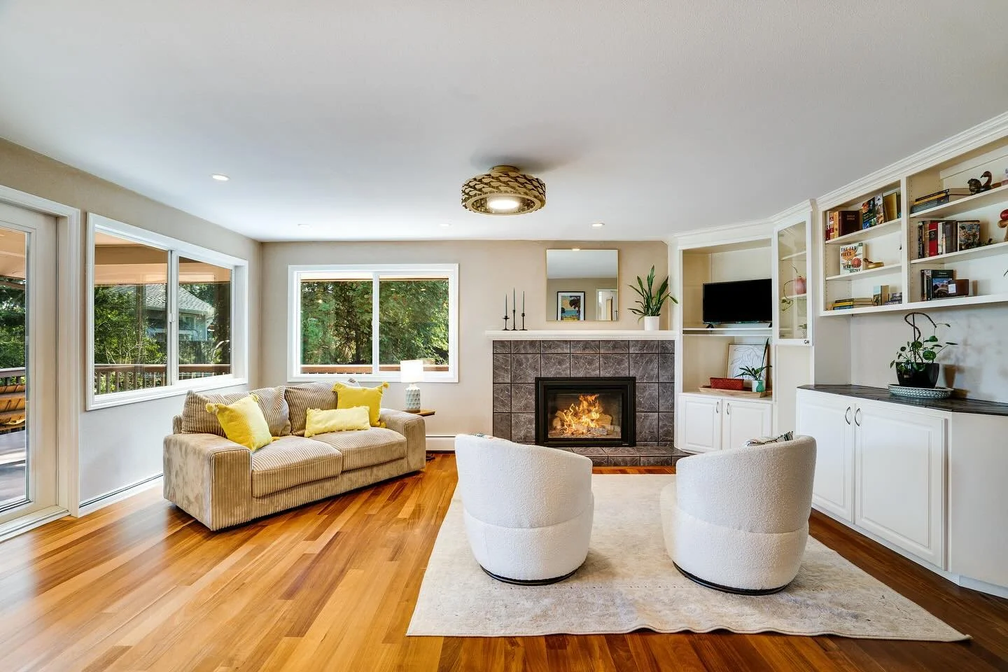 Hearth and home. It&rsquo;s no accident these words have stuck together for generations 💛 This home in Fircrest brings the warmth of three firesides to fill autumn and winter with their comforting glow. There&rsquo;s a lot to say about this house, b