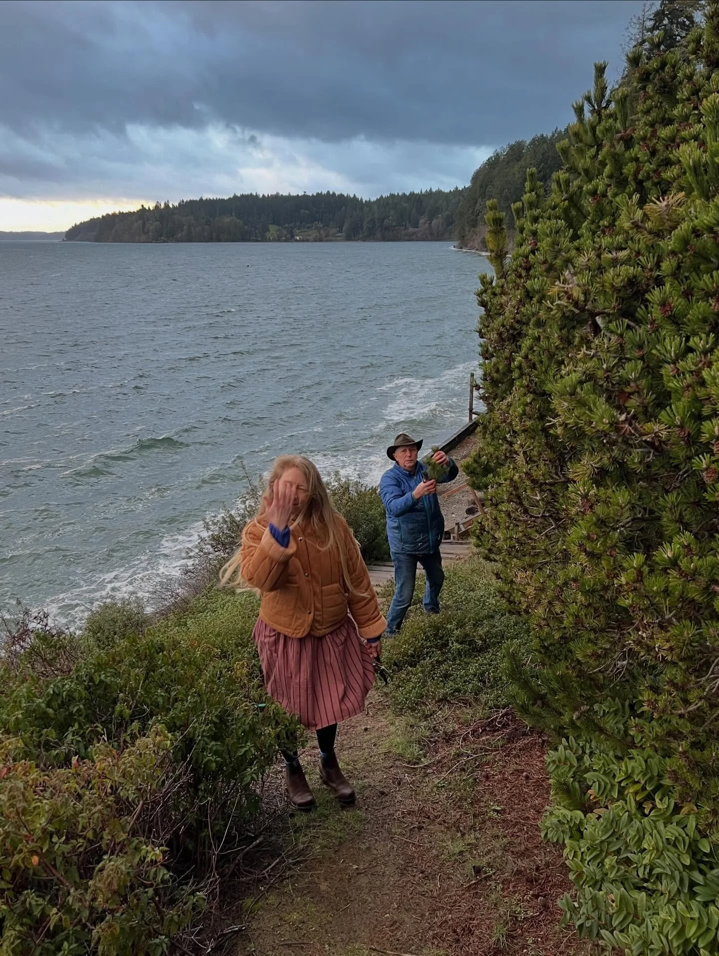 When I asked Michael to take a photo of me and Dad trimming greens from home on the KP for me to bring home to Tacoma, this isn&rsquo;t exactly how I hoped we&rsquo;d look. The sun glowed golden over Carr Inlet while waves hit the bulkhead sending sp