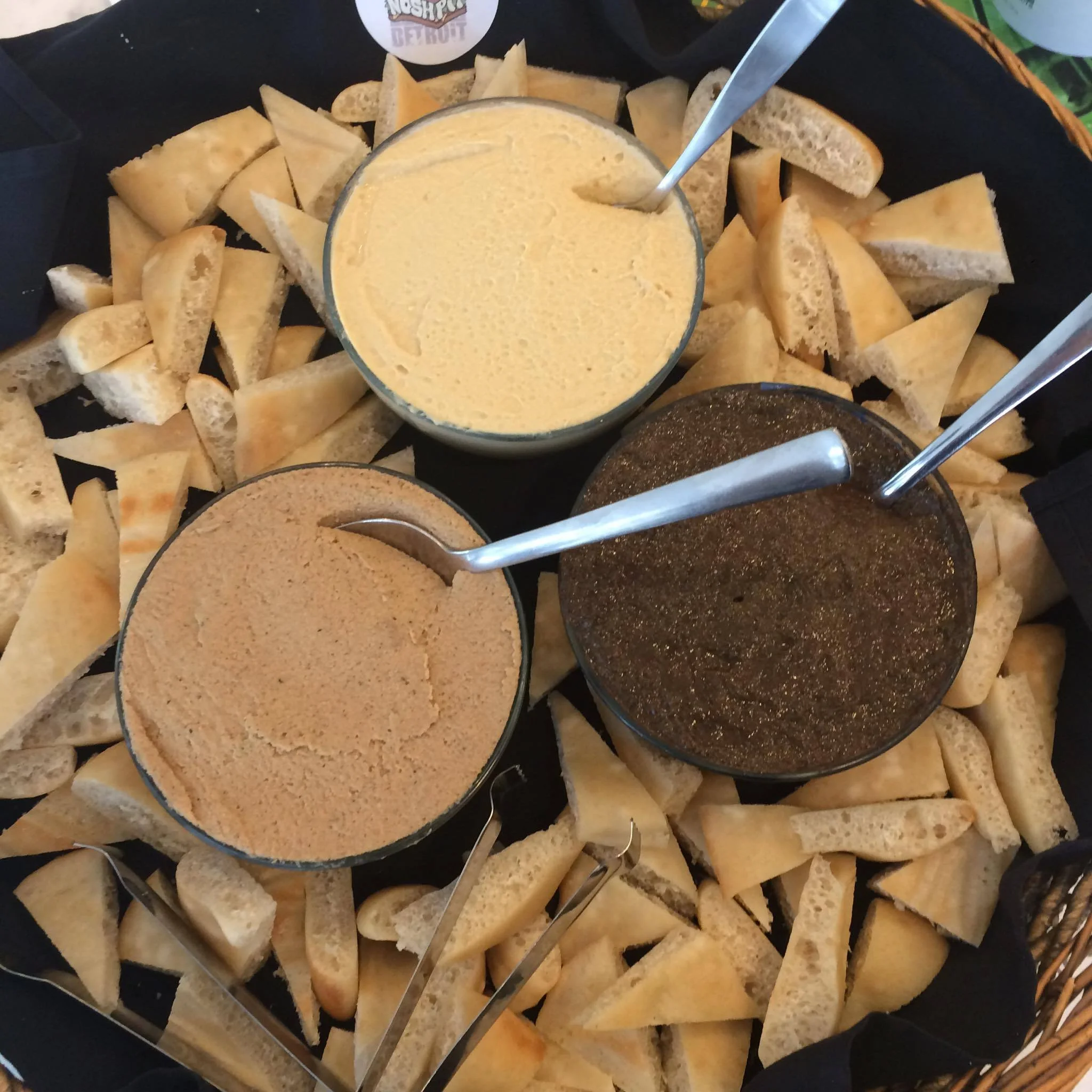 PITA WITH HUMMUS, PESTO, & PATE