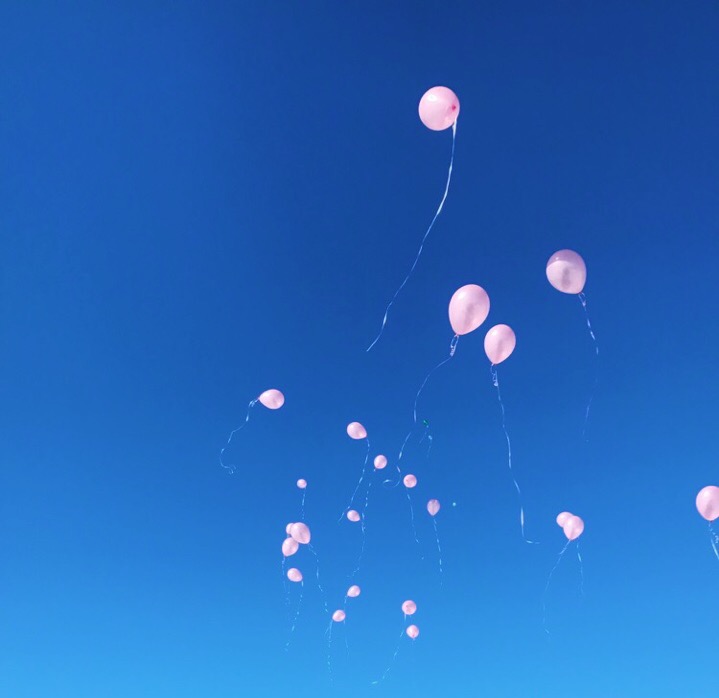 The balloon release at Norah's burial.