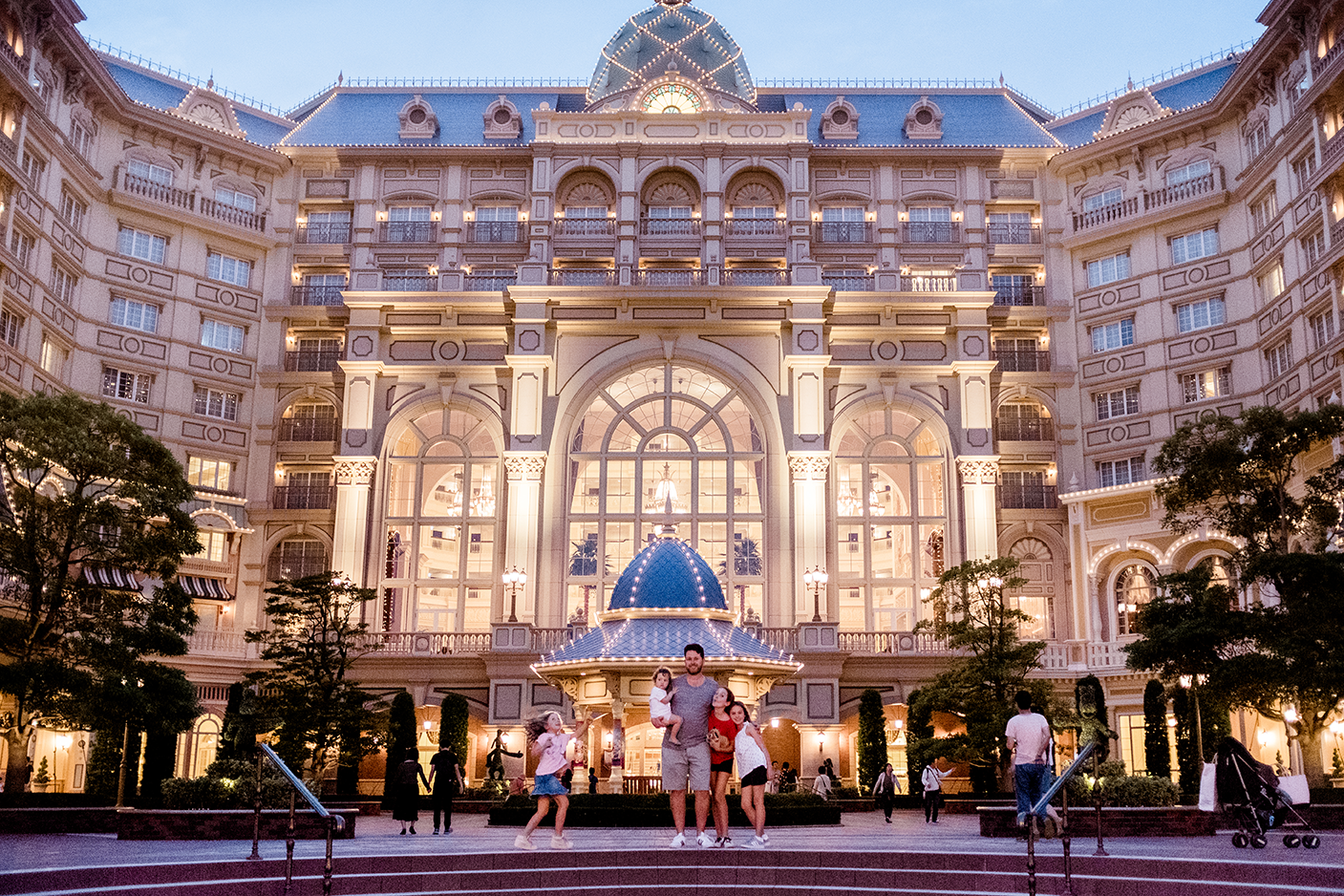 Goofing around outside our hotel