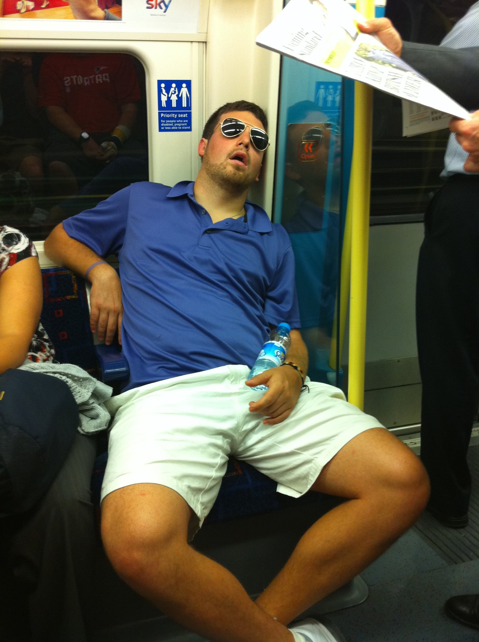 Food coma on the "Tube" in London, UK after a dinner at Caprini's . Within 20 minutes of eating, I was sleeping all the way to Sandwich, UK. 