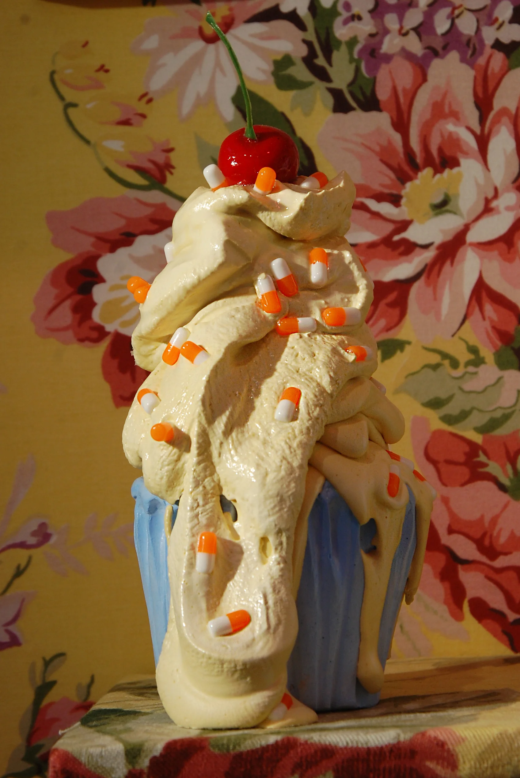 Adderall Cupcake Plaster, Resin, Found object Cupcake Collection 2017