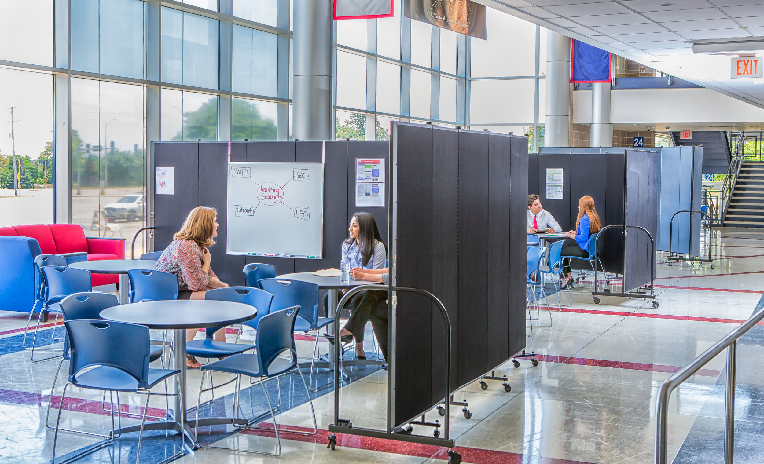 Screenflex divides a large foyer