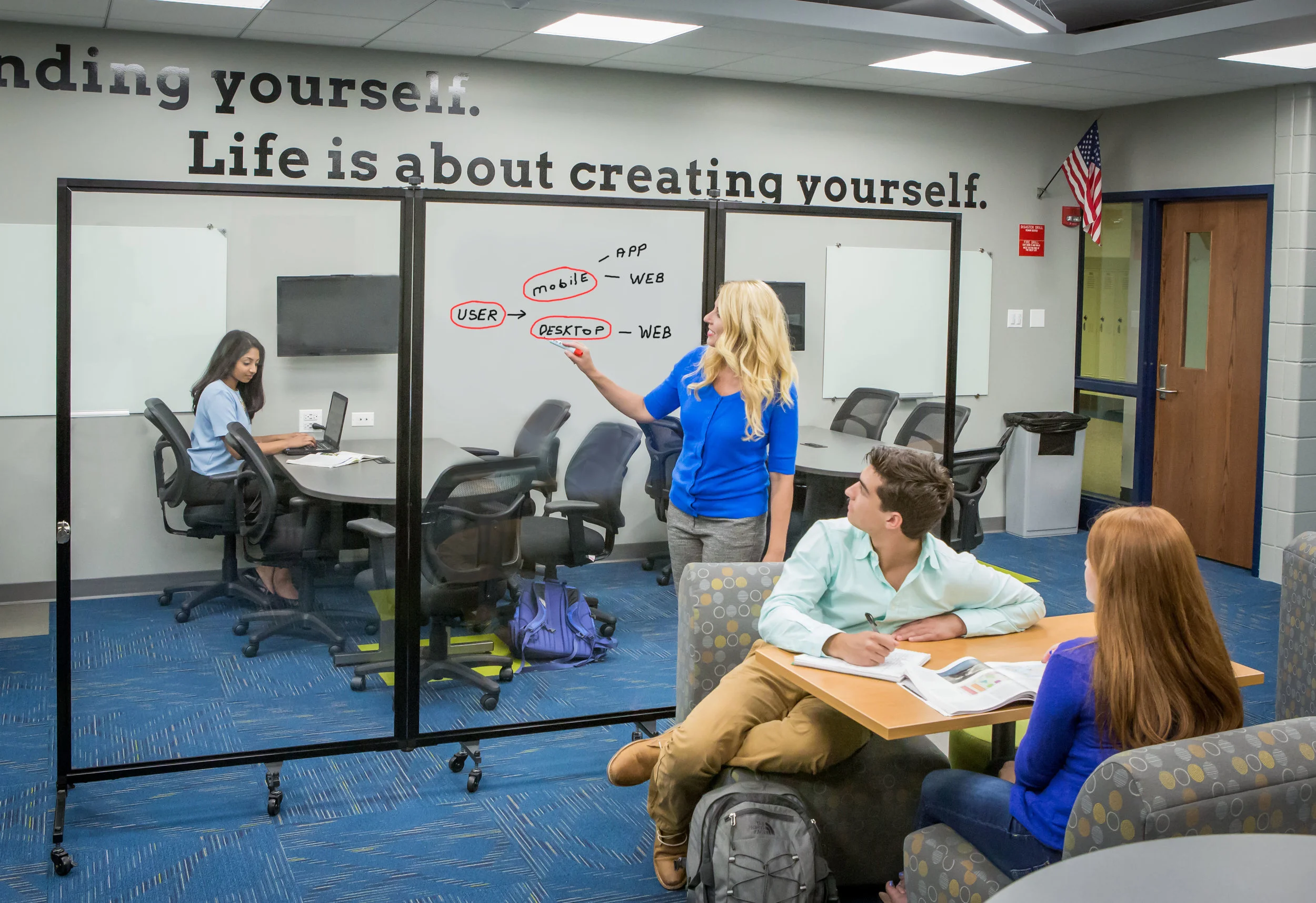 Screenflex clear screens for brainstorming