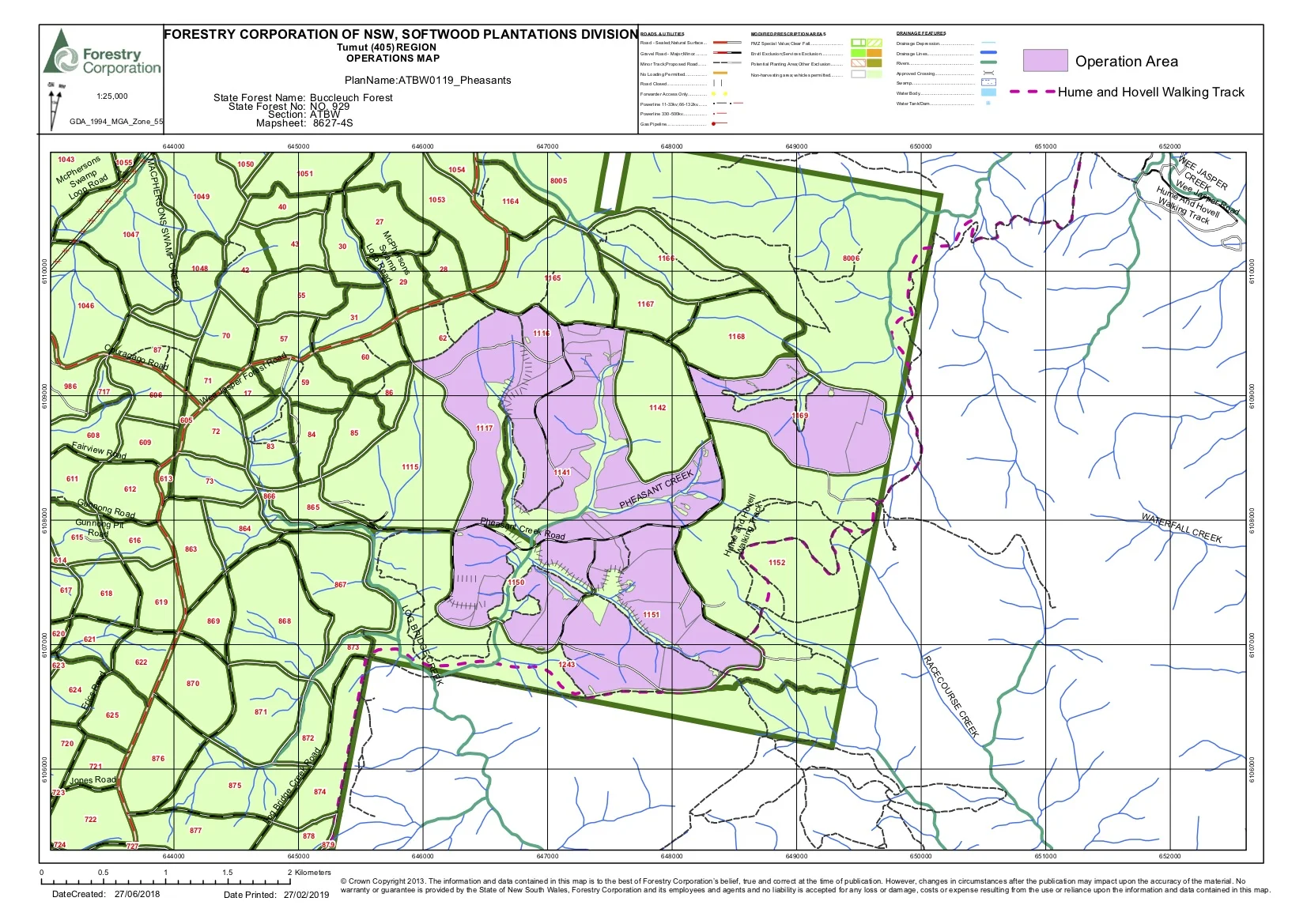 Pheasant’s Creek Forestry Operations Map
