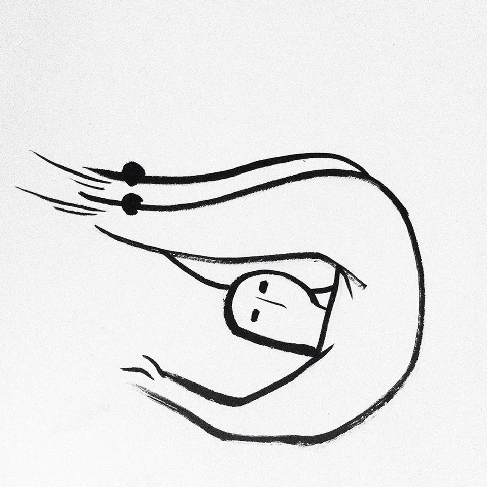 bột tôm: một phiên âm láu lỉnh của bottom  literal translation "shrimp powder": a playful Vietnamese pronunciation of bottom.  phác họa/ drawing: Nguyễn Đức Huy