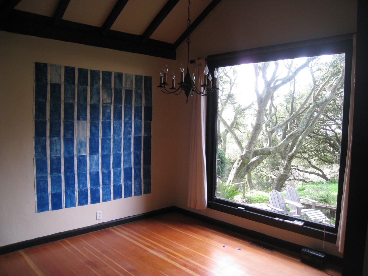 Crossing – How many pieces of paper to use up one craies d’art colored pencil? Pencil on paper, materials all belong to Ruth Robbins. Original installation in Ruth’s cottage. January 2010.