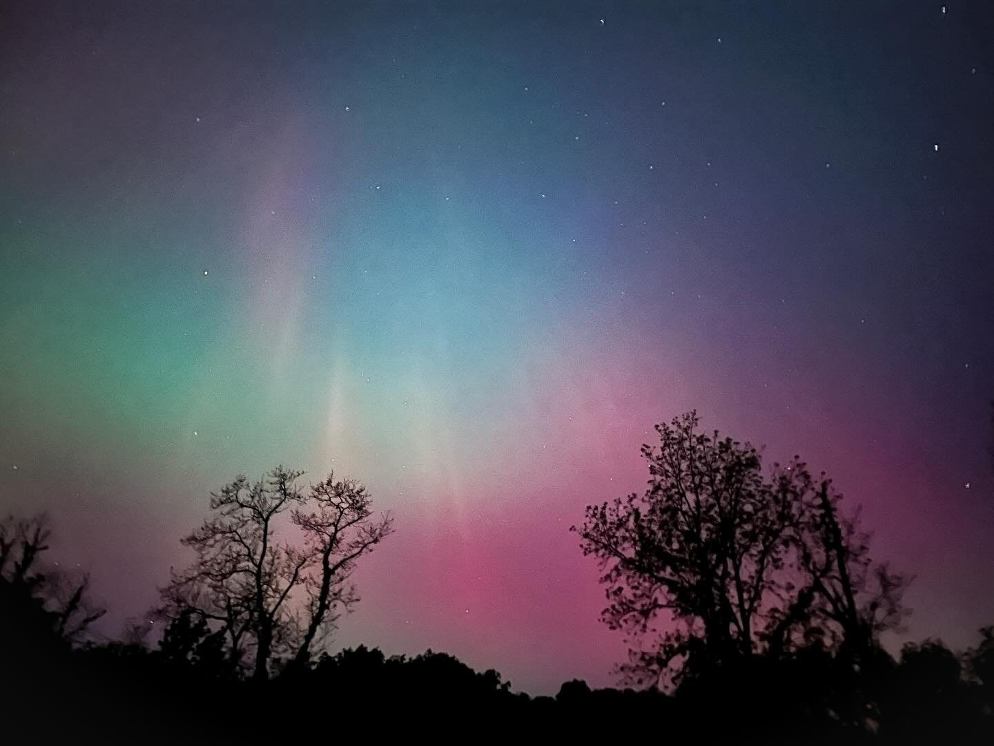 Still amazed this happened in Ohio ❤️😅 #northernlights #auroraborealis #geomagneticstorm #ohiophotography #ohiophotographer #nature #landscape #skyporn #sky #nightphotography #nightsky #iphonephotography #exposureonestudios