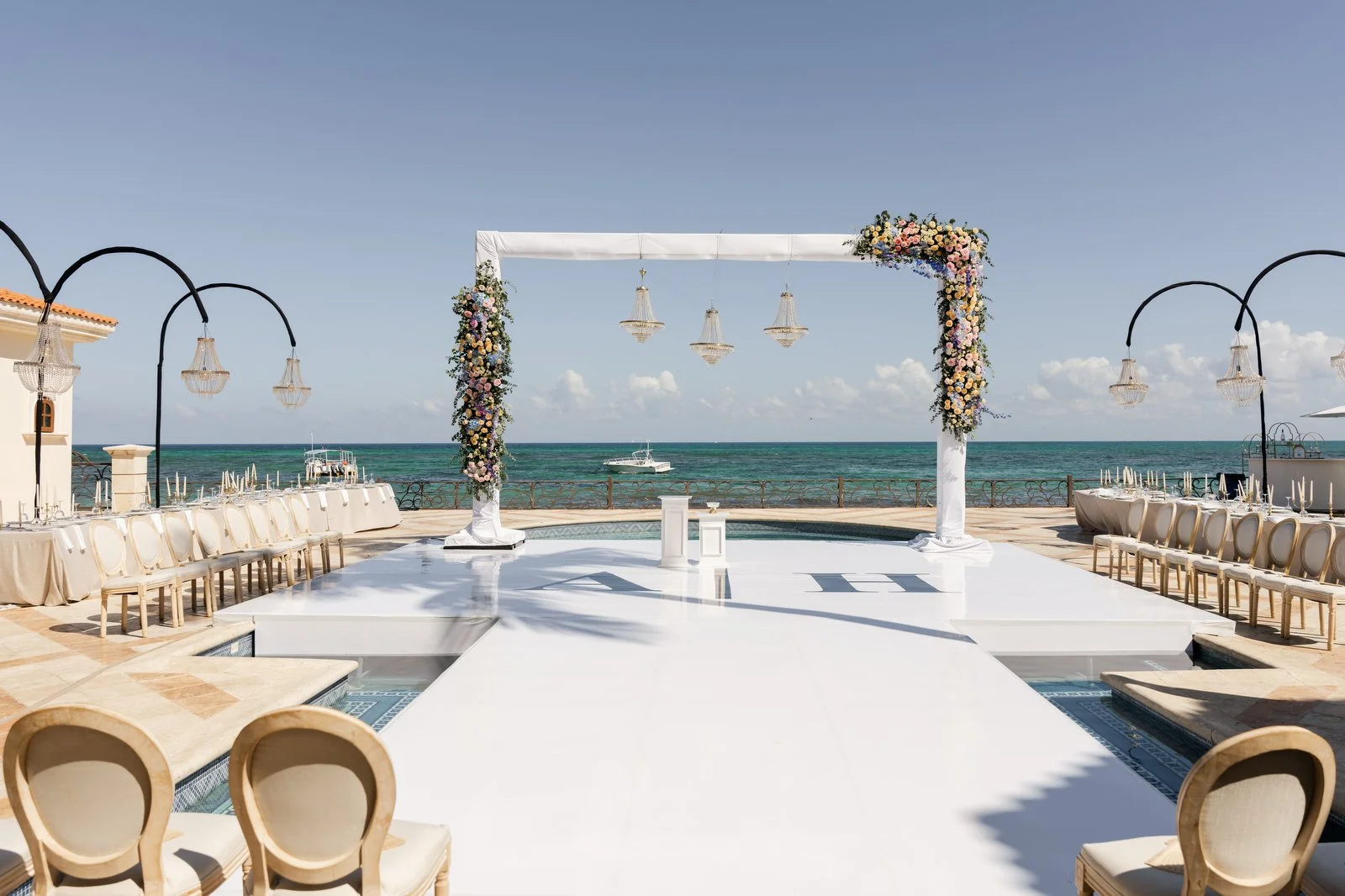 Crystal Chandeliers Over the Pool: Alyssa &amp; Herbert at Villa La Joya