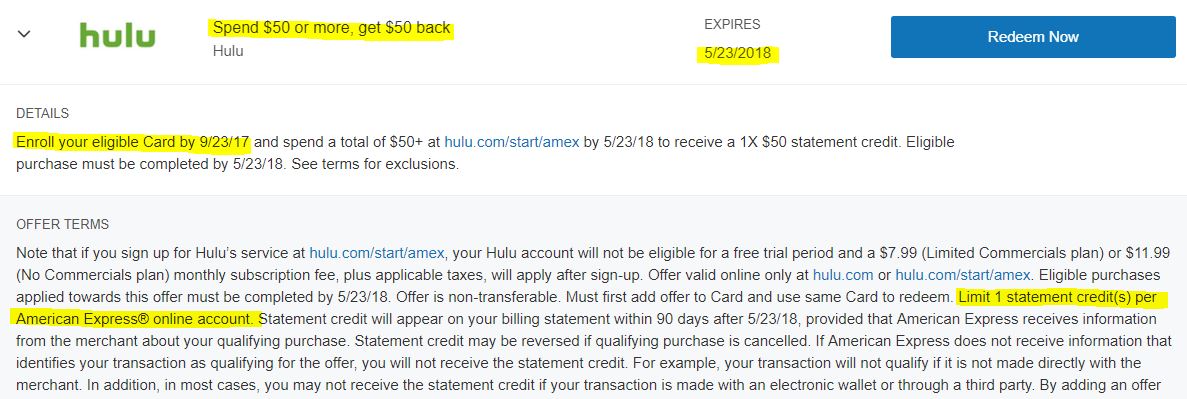 Hulu offer