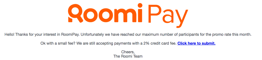 2% credit card fee