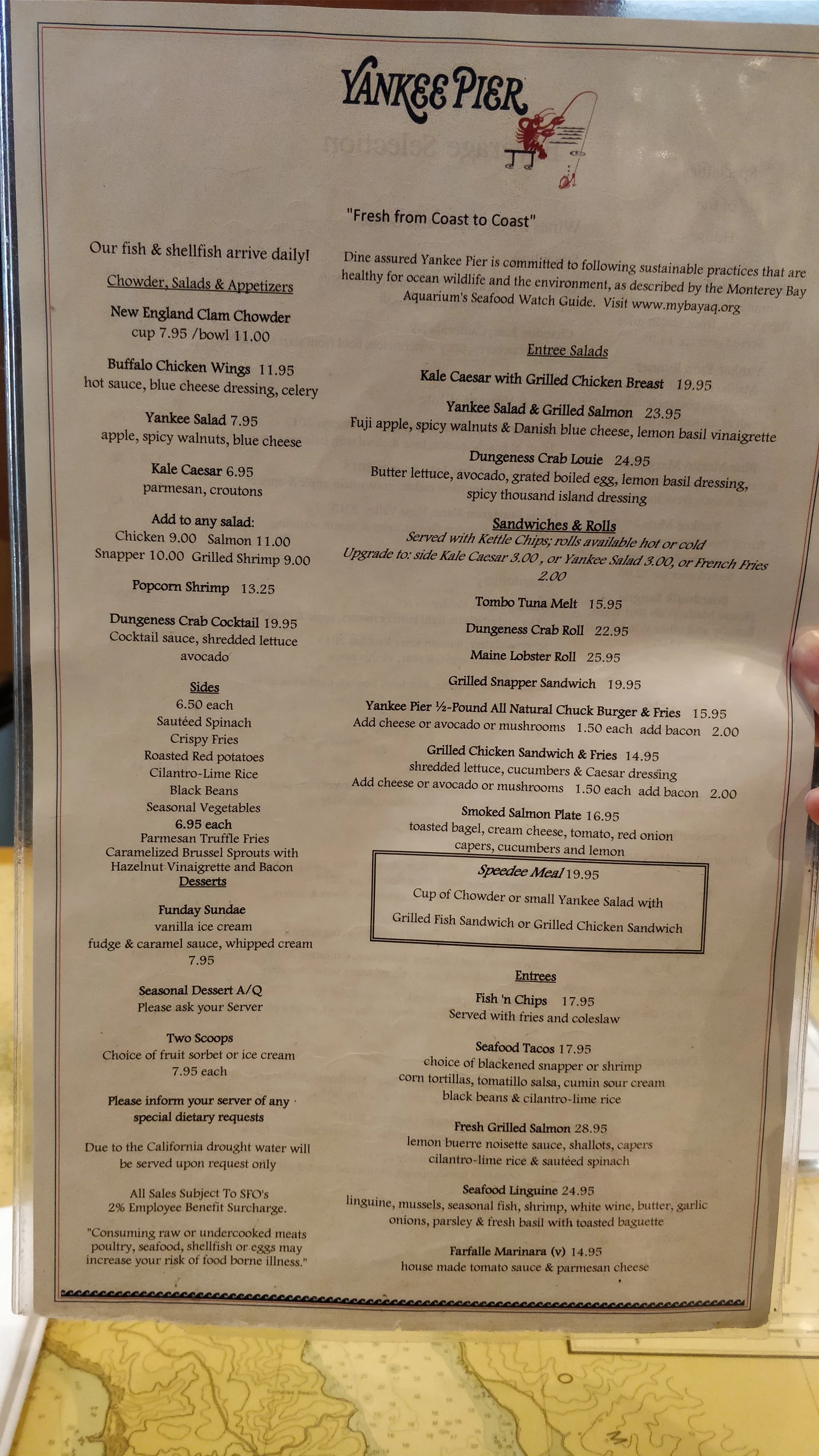 Yankee Pier Food Menu