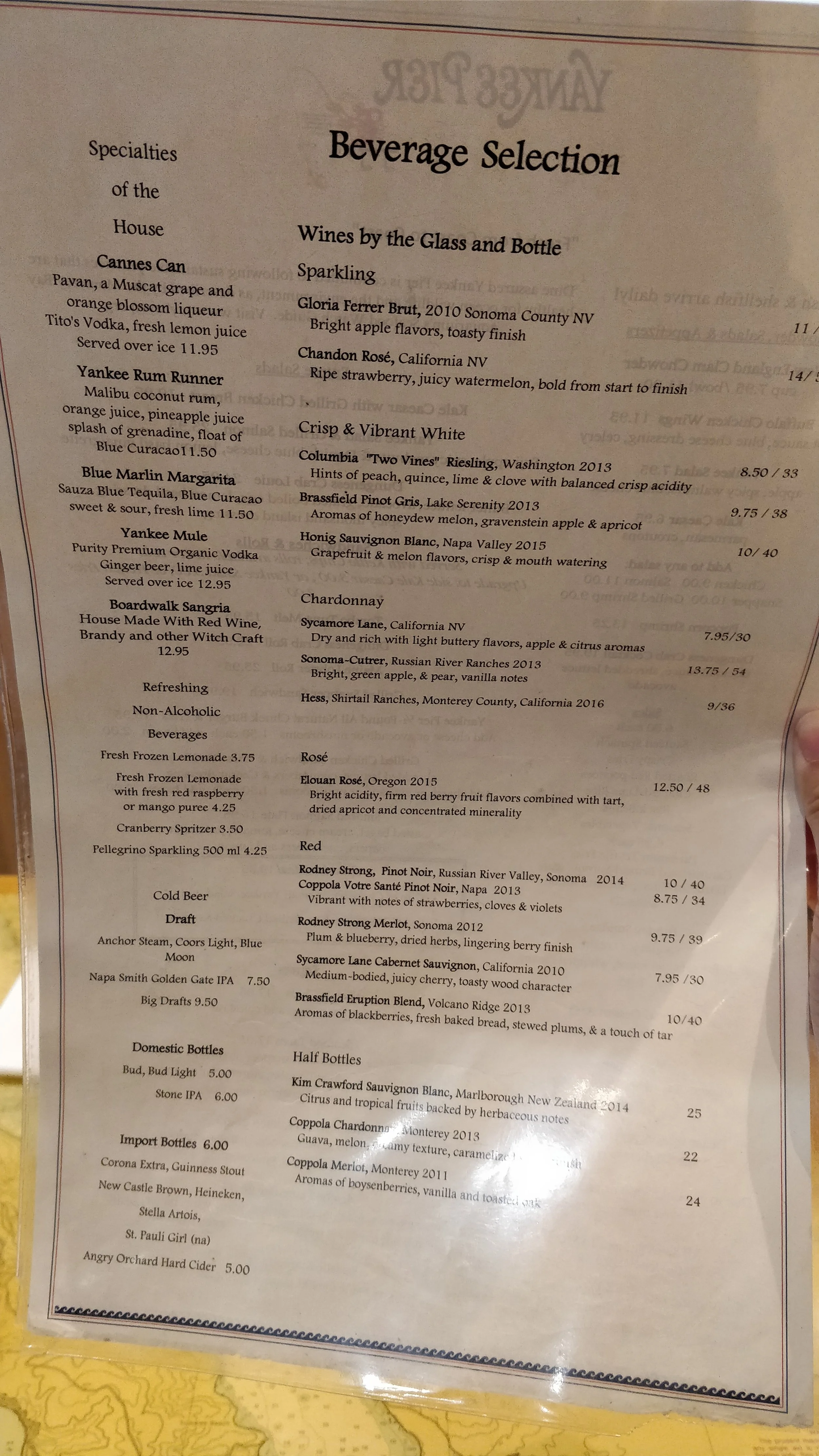 Yankee Pier menu 2