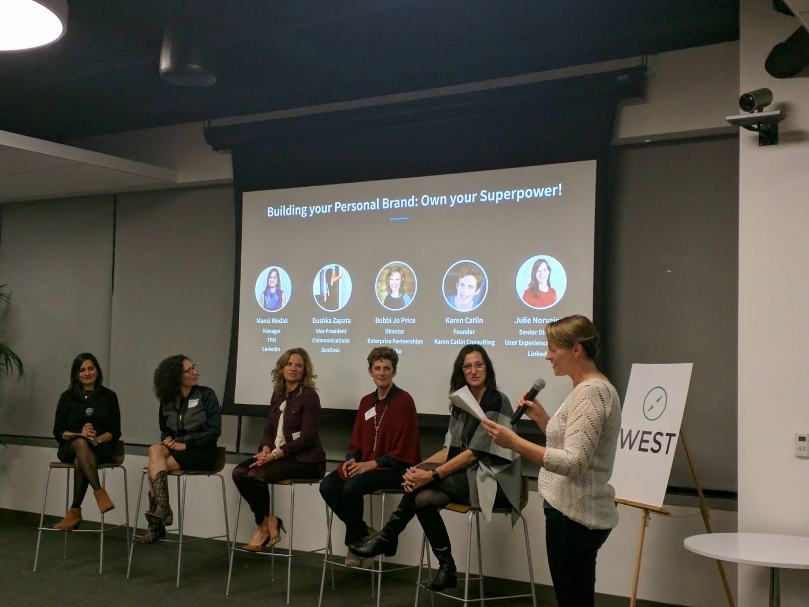 L to R: Mansi Modak (Moderator), Dushka Zapata , Bobbi Jo Price , Karen Catlin , Julie Norvaisas , Heidi Williams