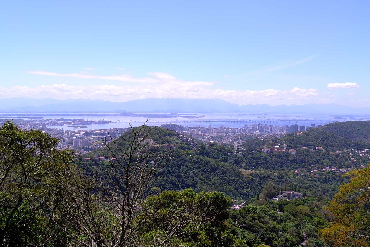 Wooded hillsides surround the city of Rio de Janeiro, with many of its rivers feeding directly in to Guanabara Bay. 