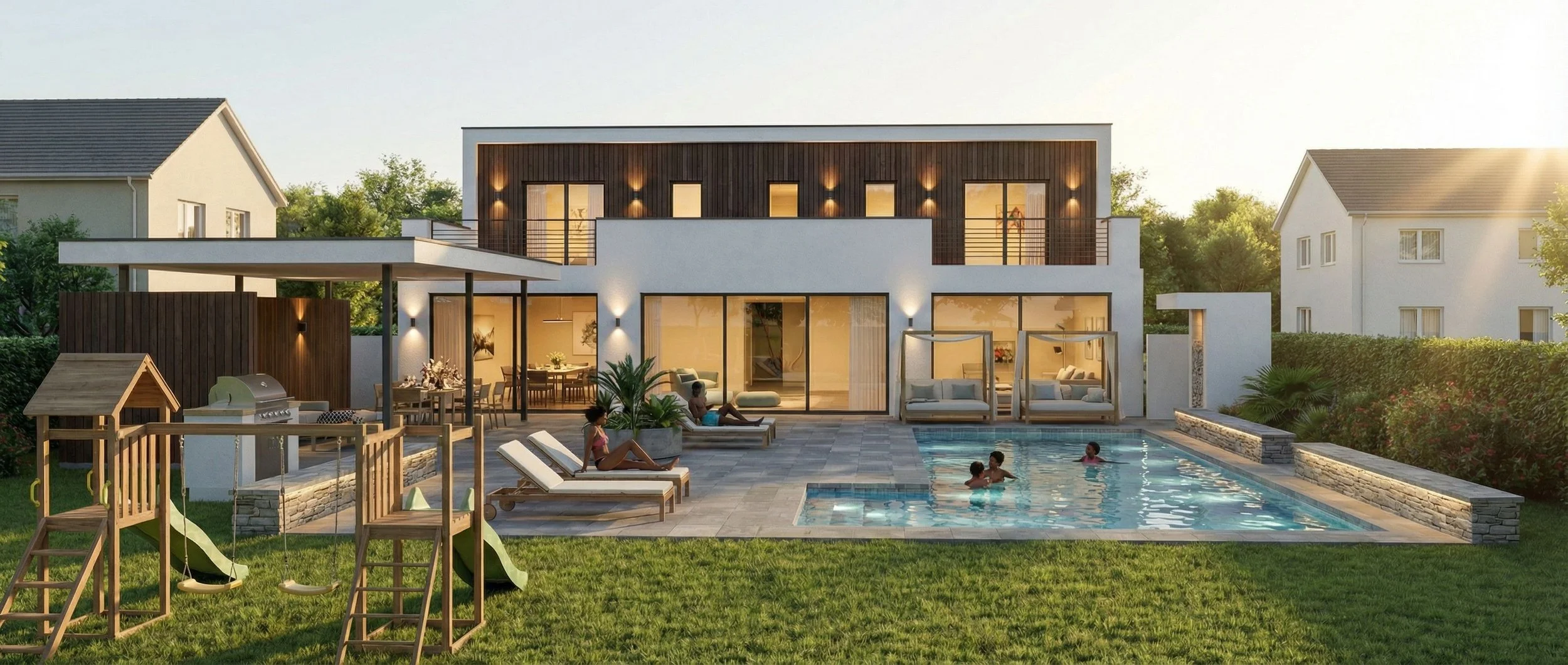 Remodeling of a contemporary villa and creating outdoor sapce with a pool and poolhouse. Ghlin 2025-2026