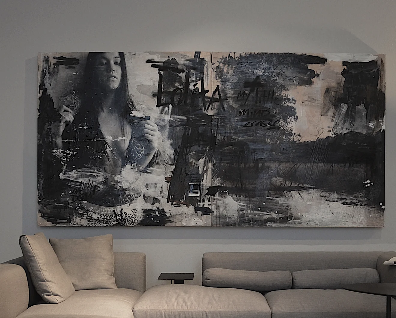 Lolita my little mind eraser - still available mixed media on wood - 150/300 cm. - collab with CHAOS _