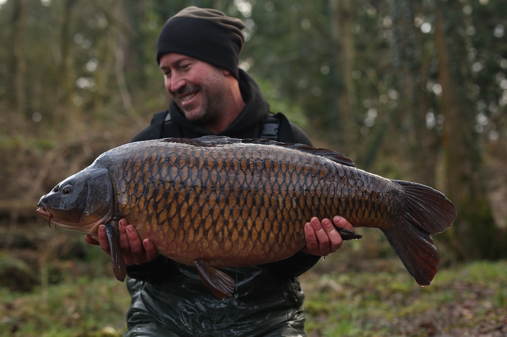 The 32lb 10oz chestnut-brown common.