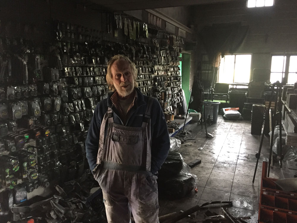 Bluebell owner Tony Bridgefoot surveys the damage